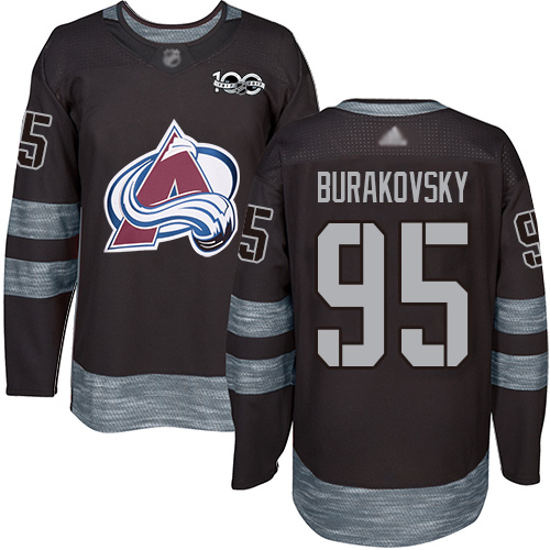 Adidas Colorado Avalanche Men 95 Andre Burakovsky Black 1917-2017 100th Anniversary Stitched NHL Jersey